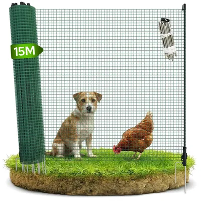 Produktbild von Mobiles Gartenzaun 15 m - Flexibles Absperrnetz 90 cm - Für Hunde/Gänse - Wetterfest