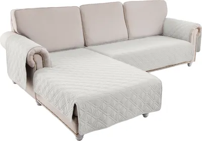 Produktbild von 2 Stück Sofabezug L-förmiger,Gesteppter Sofaschoner,Schonbezug mit Armlehnen Wasserdicht Rutschfe für Haustiere,Möbelschutz,Schonbezug,Elfenbein,S