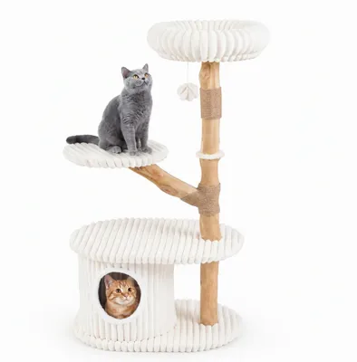 Produktbild von KOMFOTTEU Katzenkratzbaum mit Aussichtsplattform, Sisalstämme & Ball, Katzenbaum mit Plüschflächen, Katzenmöbel Indoor für Katzen, KI-generiertes Bild