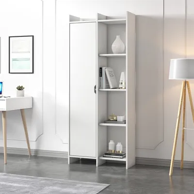 Obrázok produktu pre Skye Decor, kvalitná knižná polica, biela, 70 x 180 x 30 cm | 100% melamínová drevovláknitá doska, hrúbka 18 mm | Viaceré police, možnosť montáže na stenu, moderný dizajn.