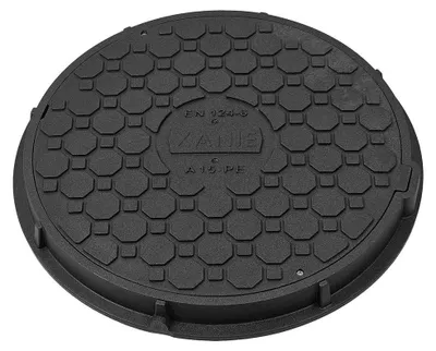 Produktbild von Schachtdeckel DN500 Kunststoff + Rahmen Ø 625 mm und Verriegelung – A15 belastbar bis 1,5 T,Farbe:schwarz