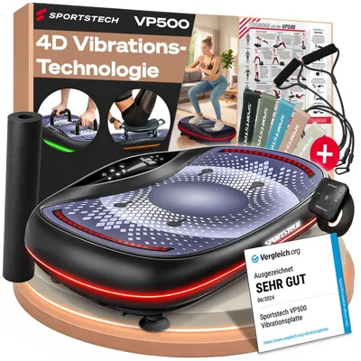 Produktbild von Sportstech Vibrationsplatte VP500 | 60 Intensitätsstufen | LED-Beleuchtung