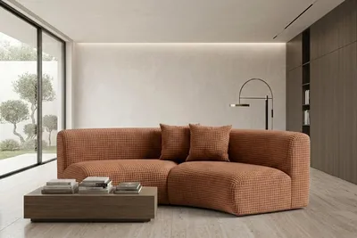 Image de Canapé rond Kaiser Möbel, revêtement en velours Chenille, couleur crème, modèle GRETA