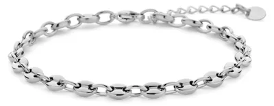 Produktbild von CO88 Collection 8CB-91289 Stahlarmband – Gliederarmband – Kaffeebohnen-Glieder – 16,5+3 cm – 3 mm breit – Stahl – silberfarben