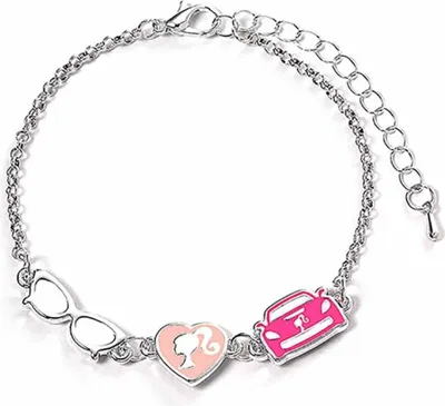 Produktbild von The Carat Shop Drei Klassische Emaillierte Perlen-silhouette-brillen Und Corvette Barbie-armband 17 Cm Rosa  Rosa One Size