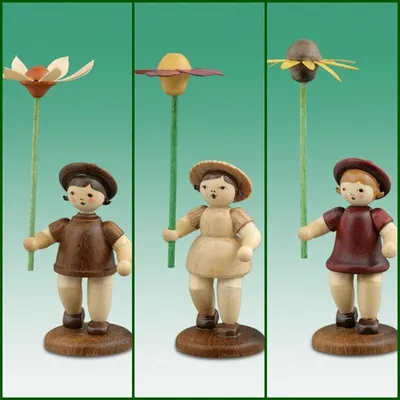 Produktbild von Holzfiguren Blumenkinder natur 3 tlg. Höhe 7cm NEU