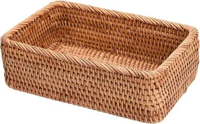 Productafbeelding van Rieten opbergmand, 20x14x7 cm - Rechthoekig, lichtgewicht, veelzijdig inzetbaar