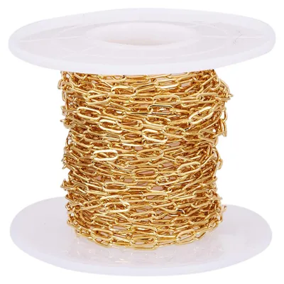 Produktbild von 16,4 Fuß lange Messingketten mit 18-karätiger Goldplattierung – hochwertige Ketten für Schmuck