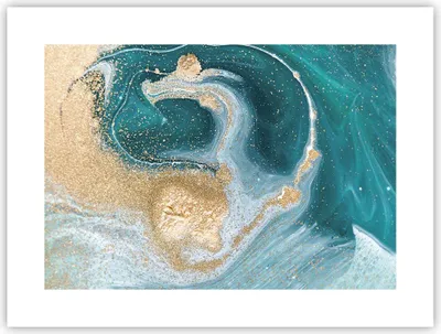 Produktbild von Poster - Poster ohne Rahmen - Golden Türkis Hintergrund - 40x30 cm - Wand Bild - Wanddeko - Wandbilder - Kunstposter - Wandposter - Bilder - Kunstdruck - Wanddekoration - Wandbild - P2XAA40x30-4969