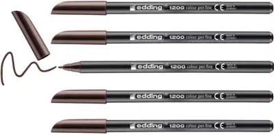 Immagine prodotto di edding 1200 penne in fibra fine 1 mm marrone scuro 5 pennarelli