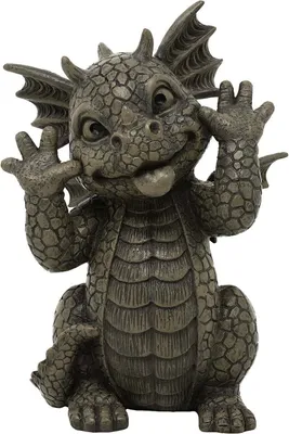 Produktbild von Gartenfigur Gartendrache - Modell Grimassenschneider klein - Fantasy Figur Deko Drache süß