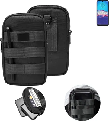 Produktbild von K-S-Trade Holster Gürtel Tasche kompatibel mit Motorola Moto E6i Handy Tasche Schutz Hülle dunkel-grau viele Fächer, 1x