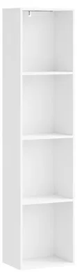 Image de Étagère à livres - Étagère à livres verticale - 4 compartiments - 40 x 29 x 159,5 cm - Style minimaliste et moderne - Bois - Blanc