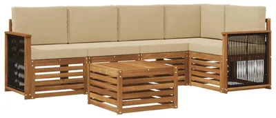 Image de Ensemble de 5 meubles de jardin en bois, style naturel