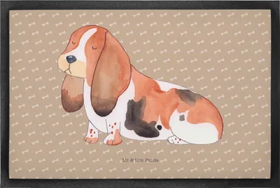 Produktbild von Mr. & Mrs. Panda Schmutzfangmatte Hund Basset Hound 50 x 75 cm - Hundeglück - Geschenk, Fussmatte, Süß, Fußabtreter, fußmatte, Sprüche, Bodenvorleger, Schmutzfänger