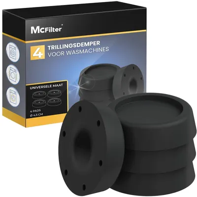 4 Antivibratiepads für Waschmaschine, schwarz, Gummi