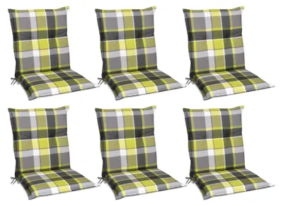 Image de Beautissu Lot de 6 coussins Sunny GR à dossier bas 100 x 50 cm, vert à carreaux