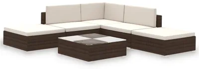 Immagine prodotto di vidaXL set 6 pezzi da giardino con cuscini in rattan marrone