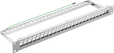 Produktbild von ProfiPatch Patchpanel 19 Zoll Verteilerfeld 24 Port Patchfeld für Keystone Module Rackeinbau 1HE grau