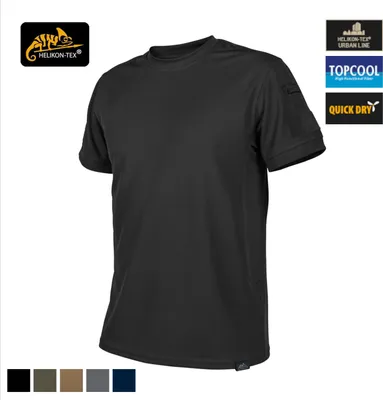A black t-shirt is displayed with various logos and color swatches.