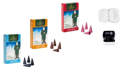 Produktbild von Crottendorfer Räucherkerzen - Winterliche Freude - Wintertraum/-Orange, Kaminzauber - Inklusive 4 Haamitkerzle
