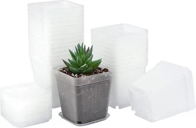Zdjęcie produktu dla Kwadratowe doniczki 7 cm, 24 sztuki, plastikowe