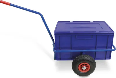 Produktbild von Handwagen mit herausnehmbarer Kunststoffkiste 600 x 400 x 320 mm in blau