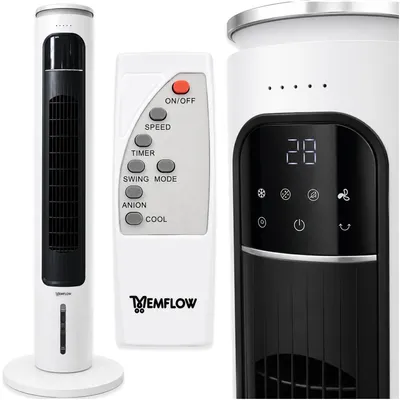 Produktbild von Luftkühler Turm 95 cm, Verdunstungskühler mit Fernbedienung, 65 W, 2,5 l Wassertank, 4 Kühlakkus, 70° Oszillation