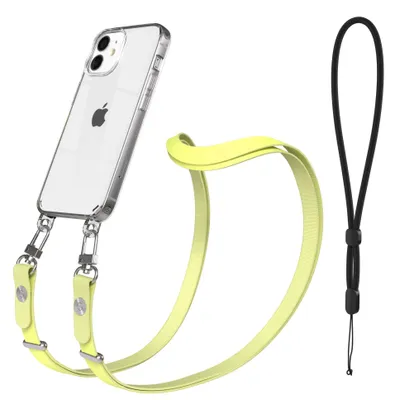 Produktbild von EAZY CASE Handykette magnetisch mit Handyhülle für Apple iPhone 12 Mini, Crossbody Handyband 1-1,90m verstellbar mit 2 Ösen in Gelb