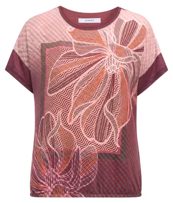 Produktbild von Shirt JULIE mit überschnittenen Schultern und elastischem Saum, dunkelbarolo, Größe 44