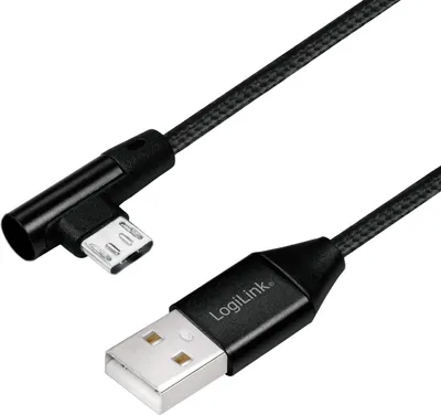 Produktbild von LogiLink USB 2.0-Kabel USB/Micro-USB 1m 90°-Stecker