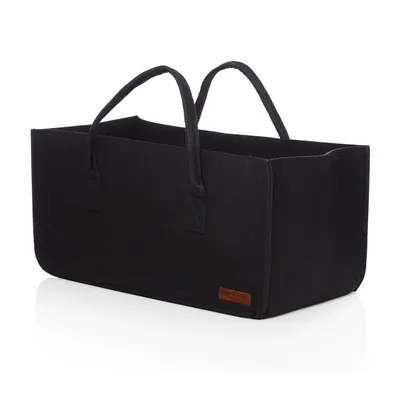 Produktbild von LUMALAND Kaminholztasche aus Filz - Holztasche Filztasche - Rechteckig mit Tragegriff - ca. 50 x 25 x 25 cm - Schwarz