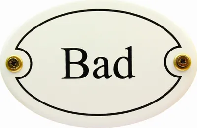 Produktbild von Emaille Türschild Bad weiß oval Emaille Toilettenschild Schild Emailleschild Metallschild Blechschil