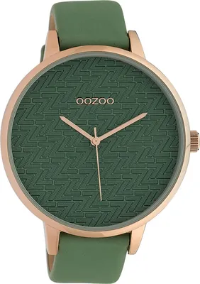 Produktbild von Oozoo Armbanduhr grün Leder Timepieces Damen Analog-Quarzuhr UOC10407