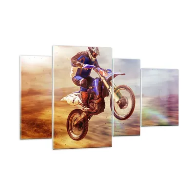 Produktbild von Bilder auf glas - Motor Sport Helm - 120x70cm - Glasbilder - Wandbilder - Kunstdruck - zum Aufhängen bereit - Wanddekoration aus Glas - Glas Bilder - Wandbild auf Glas - 4 Teile - GDL120x70-3881