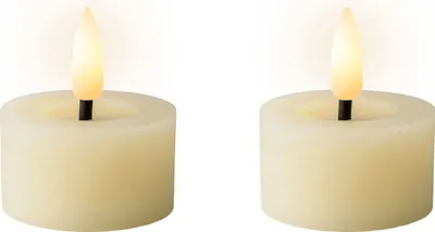Produktbild von LED Teelichter mit Timer 4,4x5cm Wachs Creme / Warmweiß 2 Stück