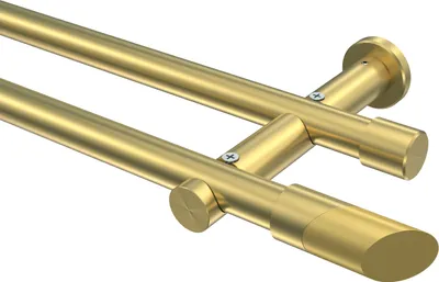 Produktbild von Interdeco Gardinenstange / Vorhangstange Messing-Optik, Typ Platon Verano (Schräge Bicolor) ohne Ringe, 20 mm Ø 2-läufig, 260 cm