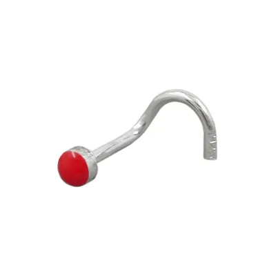 Produktbild von Nasenstecker 25mm Spirale mit Email-Punkt rot Silber 925 silber/rot 2,5mm