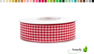 Produktbild von Karoband 25mm, 20 Meter, Farbe:rot 250