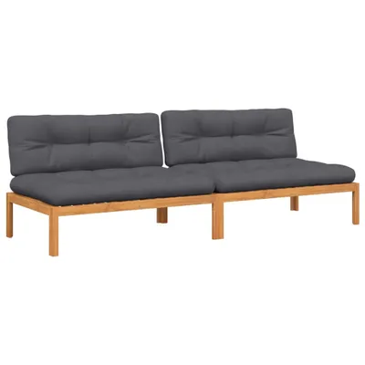 Produktbild von Garten-Mittelsofas aus Paletten mit Kissen 2 Stk. Akazienholz