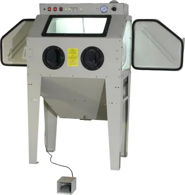 Produktbild von Sandstrahlkabine 350l mit Fußpedal und 2 Seitentüren 350 Liter mit Beleuchtung''