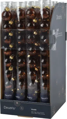 Produktbild von Weihnachtskugeln Glas 3cm mit Sternfüllung 9 Stk Espressobraun