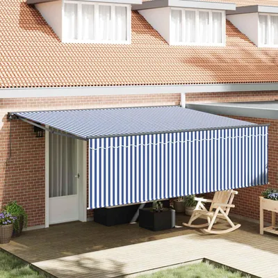 Obrázok produktu pre Maison Exclusive – Zatiahnuteľná markíza, modrá a biela, 400 x 300 cm