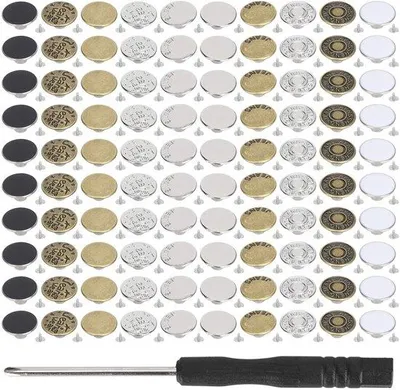 Produktbild von Metalische Jeansknöpfe 100 Stück - Verwijderbar - Für Cowboykledung - 20 mm/17 mm - Metallisch