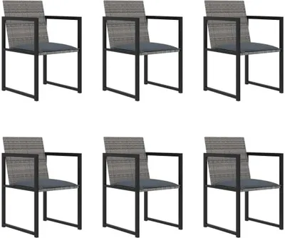 Produktbild von vidaXL 7-tlg. Garten-Essgruppe mit Kissen Poly Rattan Grau
