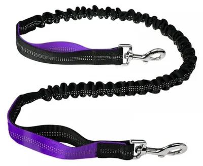 Obrázek produktu pro Bungee vodítko pro psy, 120-150 cm, elastické, vhodné pro jogging, reflexní, fialové