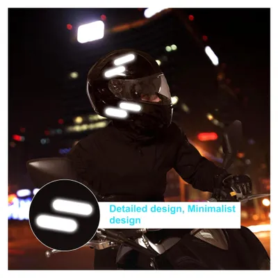 Produktbild von 8 Stück Reflektoren für Motorradhelme mit 2 Teufelshorn-Aufklebern, wetterfest und UV-beständig, reflektierende Aufkleber für Helme