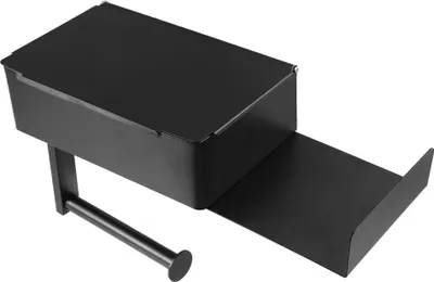 Produktbild von Toilettenpapierhalter, Wandhalterung für Badezimmer und Küche mit Ablage für Handy, Schwarz