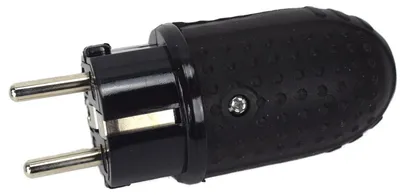 Produktbild von Schuko Stecker IP44 Gummi schwarz Spritzwassergeschützt mit Noppengrifffläche