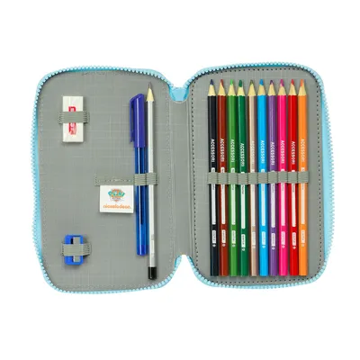 Produktbild von Doppel-Federtasche The Paw Patrol Pups rule Blau 12.5 x 19.5 x 4 cm 28 Stücke